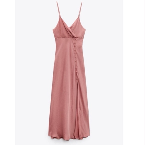 Zara Elegant Pink Spaghetti Strap Dress - Picture 6 of 10
